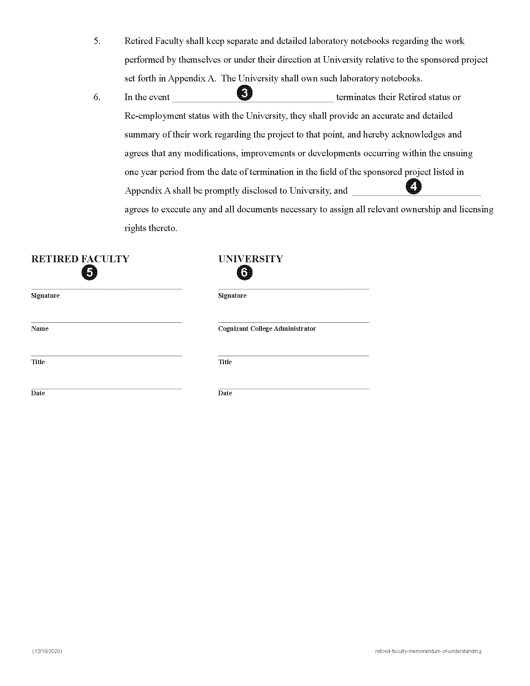 Image of Retired Faculty Memorandum of Understanding Page 2